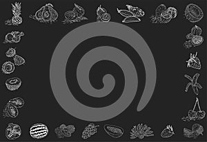 Fruit collection in flat hand drawn style, illustrations set