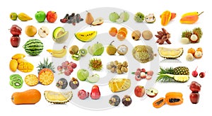 Fruit collection on white background