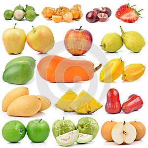 Fruit collection on white background