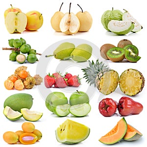 Fruit collection on white background