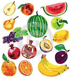 Fruit color on white background