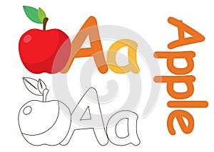 Fruit Coloring Alphabet Illustration for Kids