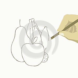 Fruit composition drawing