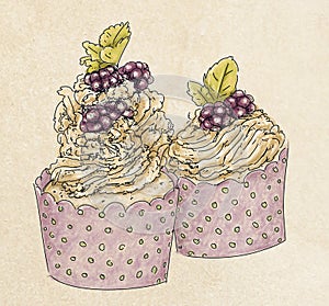 Fruit and cream pastries