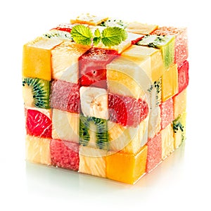 Fruit cube with assorted tropical fruit