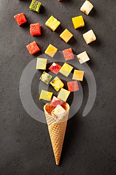 Fruit cube on white background