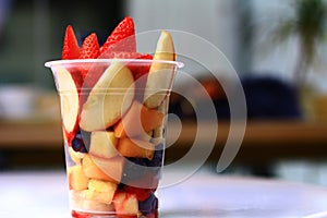 Fruit cup with blurred background