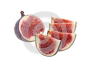 Fruit cut on segments a fig, isolated.