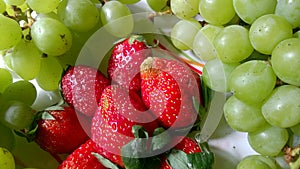 Fruit Decoration on White Dish Background