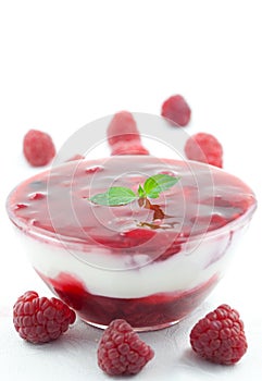 Fruit dessert with yogurt