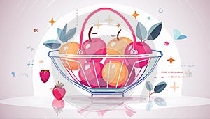 Fruit in elegant glass basket