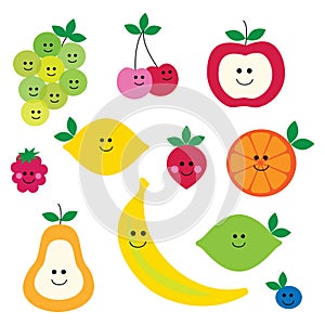 Fruit with faces clipart