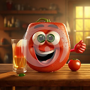 Cheerful Tomato Cartoon Character For Kitchen Decor photo