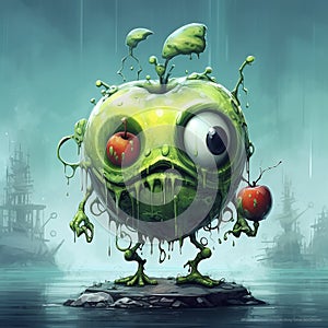 Fruit of Fear: AI-Generated Apple Monster