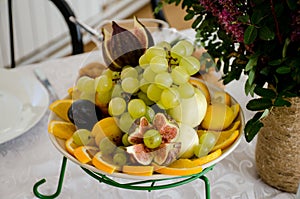 Fruit on the festive table, beautifully laid