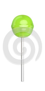 Green lollipop on white background
