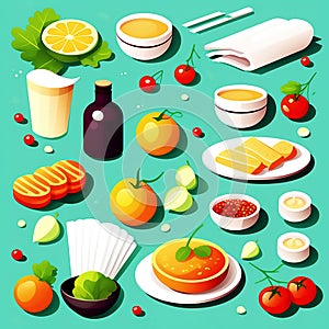 Fruit and foods  illustration for commercial use