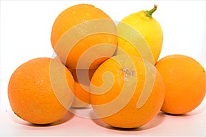 Fruit fresh orange and lemon on white background photo