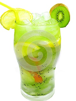 Fruit green smoothie lemonade with kiwi