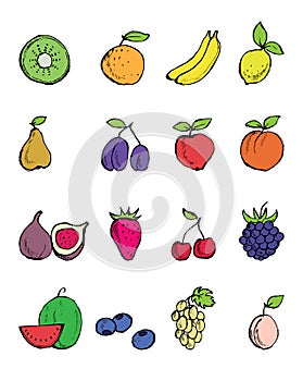 Fruit hand- drawn symbols