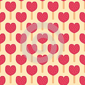 Fruit ice cream seamless pattern vector illustration background icon heart isolated cartoon dessert sweet cold snack