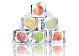 Fruit in ice cubes