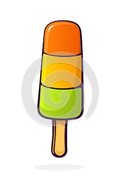 Fruit ice lolly on stick. Vector illustration. Hand Drawn Cartoon illustration with outline