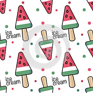 Fruit ice lolly, white background. Seamless pattern. Vector