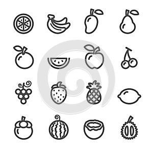 Fruit icon set, line version, vector eps10