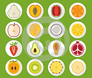 Fruit icon set with long shadow