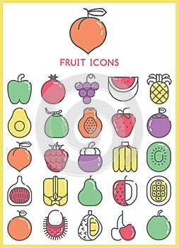 Fruit icons color set