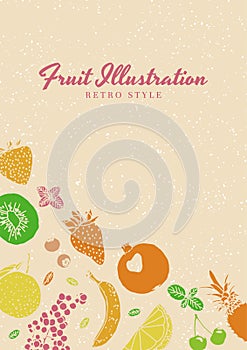 Fruit illustration sketch style retro colors poster menu cover design