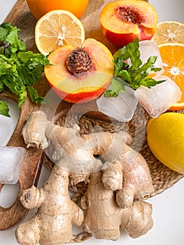 Fruit ingredients for juicing, close up