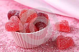 Fruit jellies candy hearts