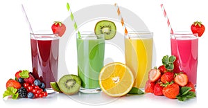 Fruit juice collection smoothie smoothies drink drinks straw fruits glass isolated