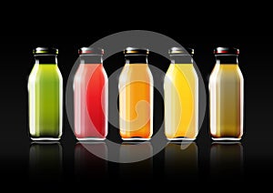 Fruit juice in a glass bottle for design advertisement and vintage logo, fruit, transparent, Vector