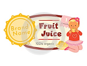 Fruit juice label flat vector illustration