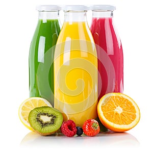 Fruit juice smoothie fruits smoothies in bottle square isolated