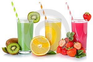 Fruit juice smoothie smoothies drink drinks straw fruits glass isolated