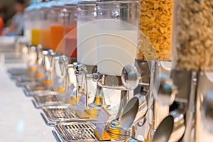 fruit juice in water cooler for breakfast at the hotel