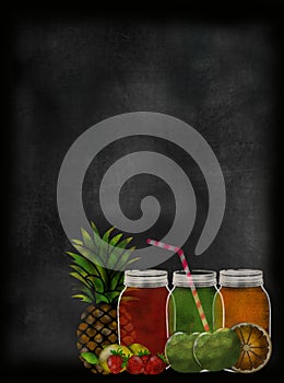 Fruit Juicing theme chalkboard blackboard with copy space photo