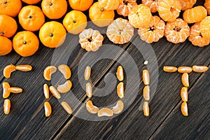 Fruit lettering of Clementine tangerine slices