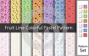 Fruit Line Colorful Pastel Pattern - Vector