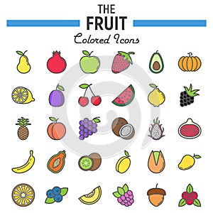 Fruit line icon set, food symbols collection