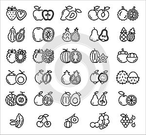 Fruit linear icon set, Vector, Illustration.