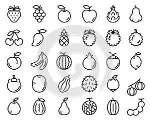 Fruit linear icon set, Vector, Illustration .