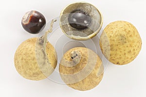 Fruit longan. fresh longan on white background