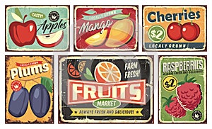 Fruit market vintage signs set