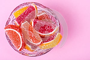 Fruit marmalade on bright colored background