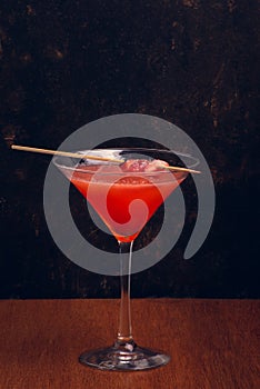 Fruit Martinis on rustic background with space for text. Vertical shot